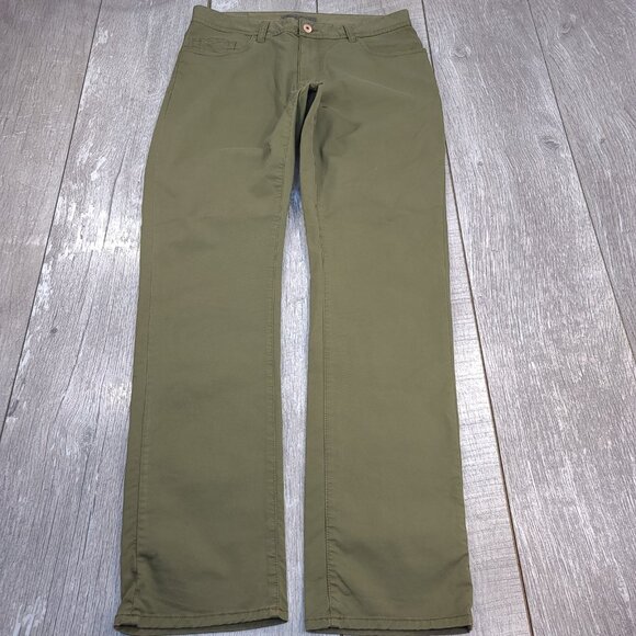 Robert Graham Pants Mens 31 Green Cotton Tencil Flat Front Casual Chino - Picture 2 of 9